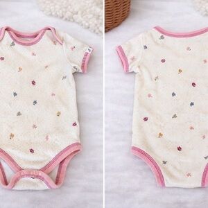 Charming Cream and Pink Baby Bodysuit